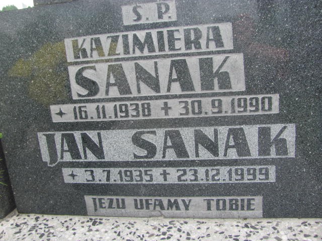 Kazimiera Sanak 1938 Oświęcim - Grobonet - Wyszukiwarka osób pochowanych