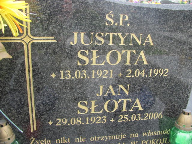 Justyna Słota 1921 Oświęcim - Grobonet - Wyszukiwarka osób pochowanych