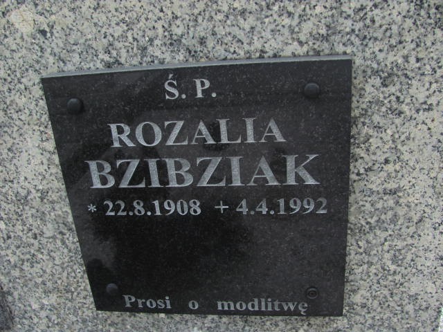 Rozalia Bzibziak 1908 Oświęcim - Grobonet - Wyszukiwarka osób pochowanych