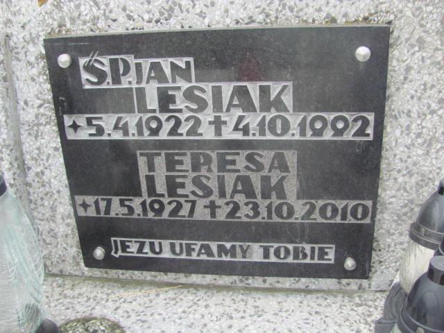 Jan Lesiak 1922 Oświęcim - Grobonet - Wyszukiwarka osób pochowanych