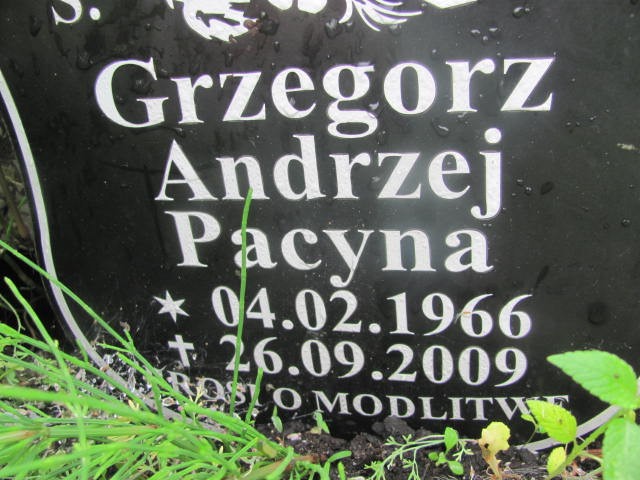 Grzegorz Pacyna 1966 Oświęcim - Grobonet - Wyszukiwarka osób pochowanych