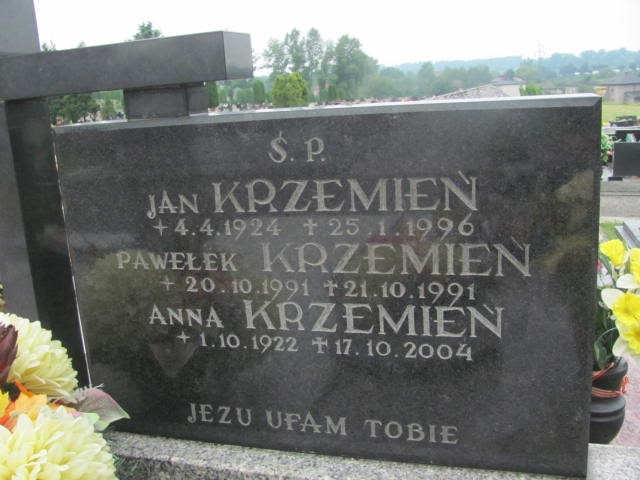 Jan Krzemień 1924 Oświęcim - Grobonet - Wyszukiwarka osób pochowanych
