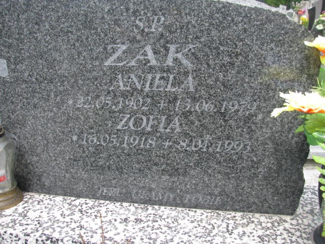 Zofia Żak 1918 Oświęcim - Grobonet - Wyszukiwarka osób pochowanych