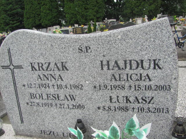 Alicja Hajduk 1958 Oświęcim - Grobonet - Wyszukiwarka osób pochowanych