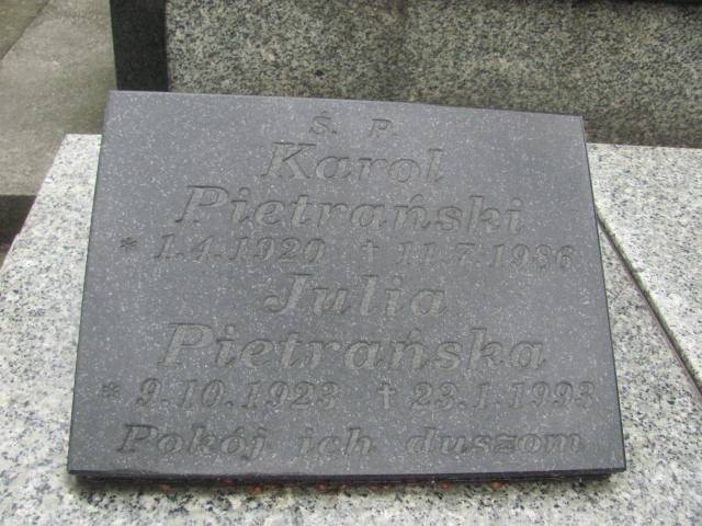 Karol Pietrański 1920 Oświęcim - Grobonet - Wyszukiwarka osób pochowanych