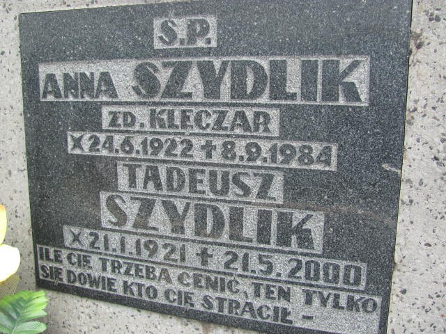 Anna Szydlik 1922 Oświęcim - Grobonet - Wyszukiwarka osób pochowanych
