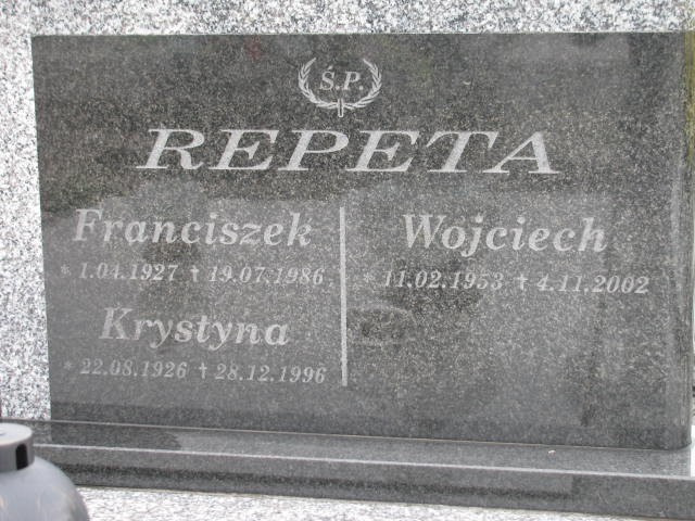 Franciszek Repeta 1927 Oświęcim - Grobonet - Wyszukiwarka osób pochowanych